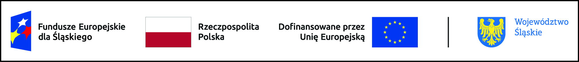 logotypy unia europejska, flaga polski, godło województwa Śląskiego, znak Fundusze Europejskie dla Śląska, flaga UE