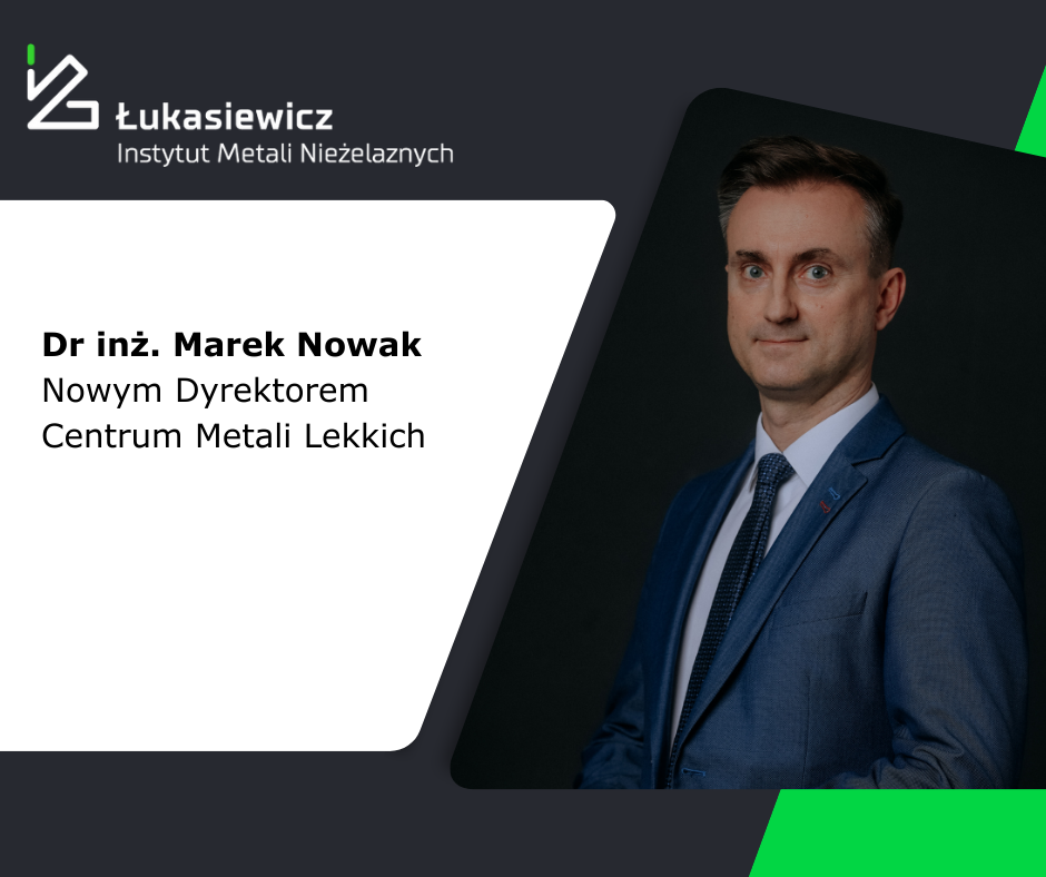 Dr inż. Marek Nowak nowym dyrektorem Centrum Metali Lekkich. Na zdjęciu mężczyzna w średnim wieku w garniturze.