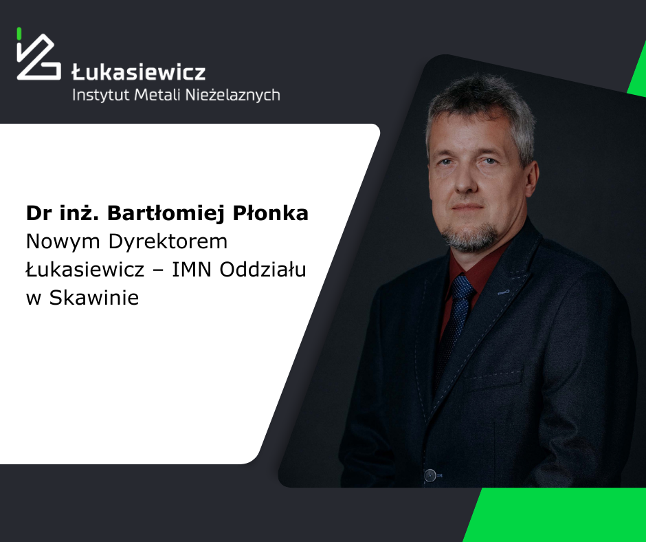 Dr inż. Bartłomiej Płonka dyrektorem Łukasiewicz - IMN Oddział w Skawinie - zdjęcie mężczyzny w garniturze