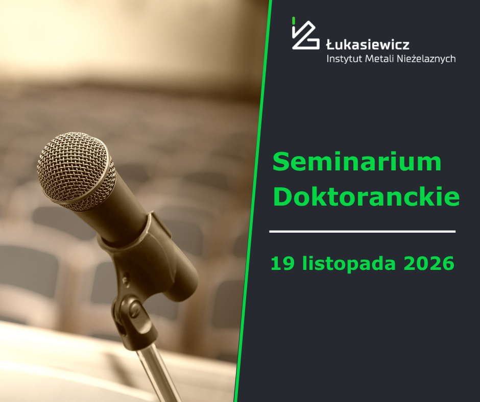 zdjęcie mikrofonu, logo instytutu, napis: Seminarium Doktoranckie, 19 listopada 2026